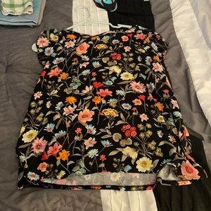 LOFT Sleeveless Black Floral Blouse
